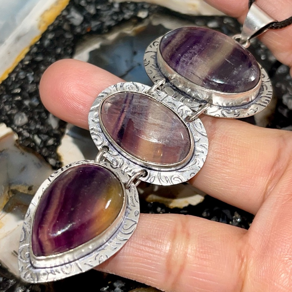 Large Translucent Purple Fluorite Pendant 3 1/2”